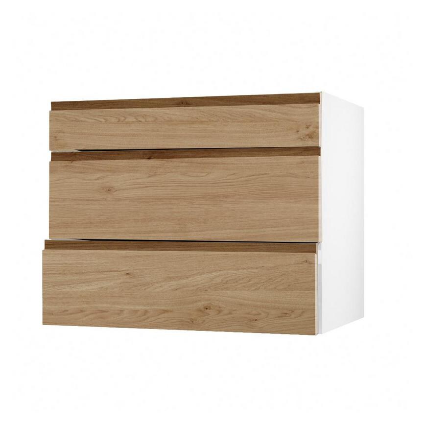 Clerkenwell Matt Natural Oak 275mm x 900mm Pan Kitchen Drawer Angled Open