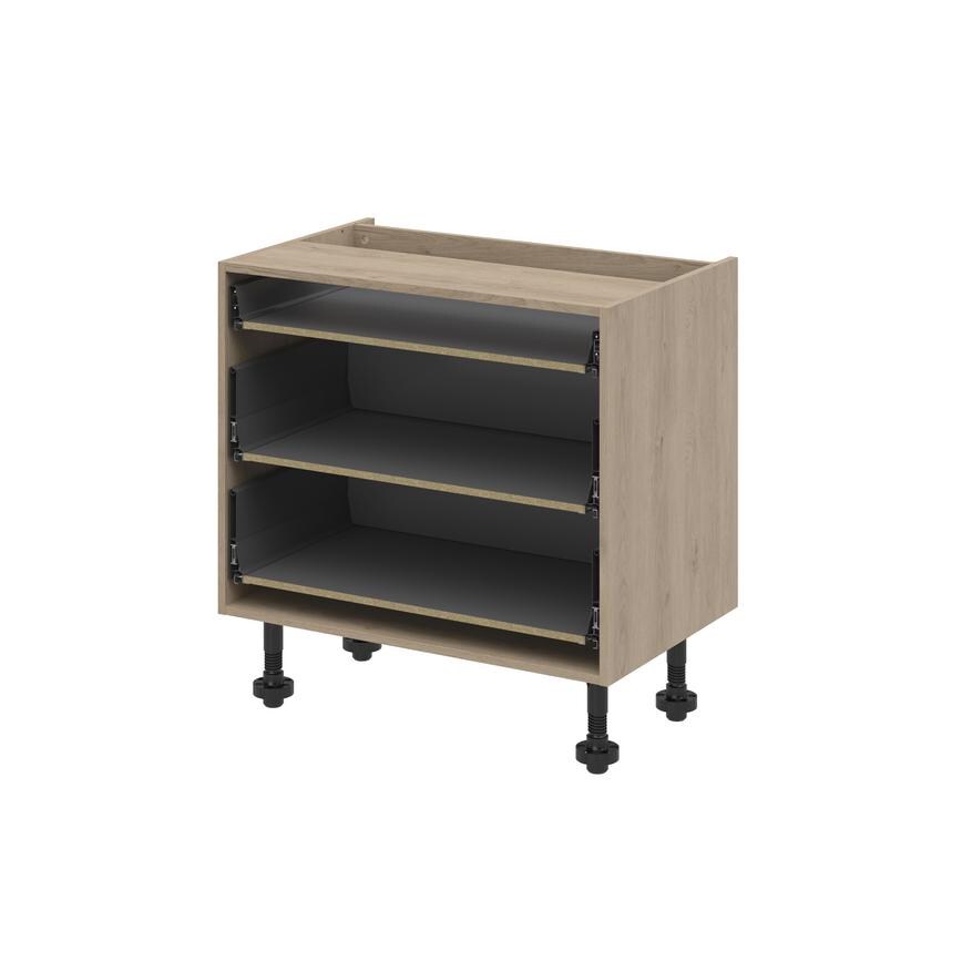 Natural Oak 720mm x 900mm x 575mm Ready Assembled Pre-Fitted Blum 3 Drawer Base Cabinet