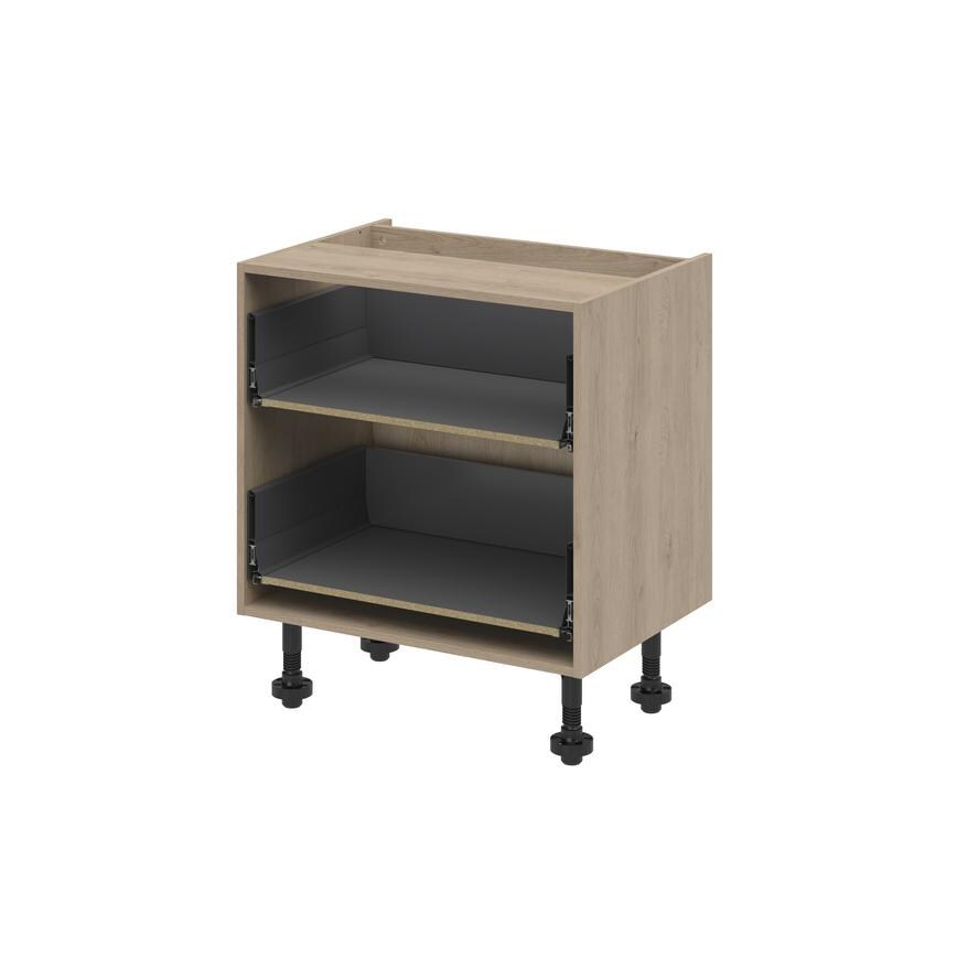 Natural Oak 720mm x 800mm x 575mm Ready Assembled Pre-Fitted Blum 2 Drawer Base Cabinet