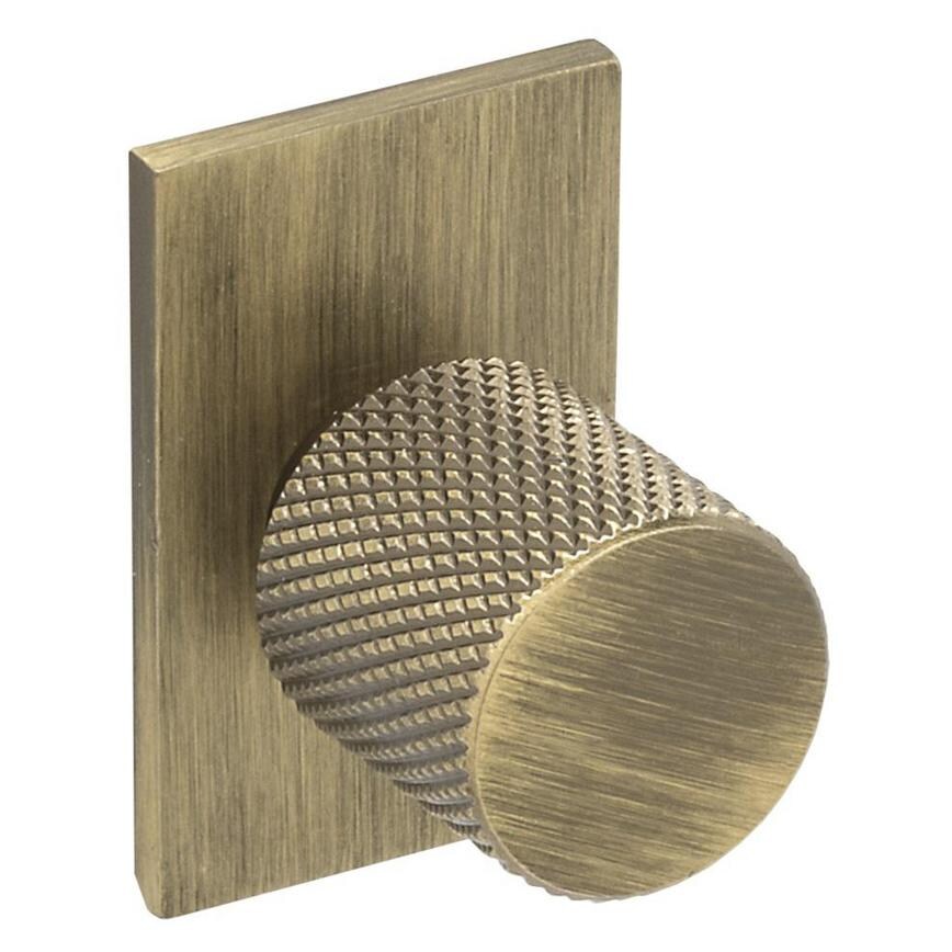 Aged Brass Effect Knob Handle and Backplate