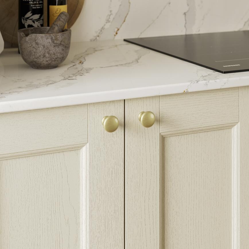 Earl Polished Brass Effect Classic Round Cupboard Door Knob 32mm