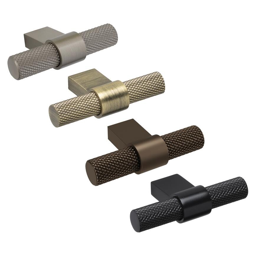 Knurled T Cupboard Door Knob 60mm Family
