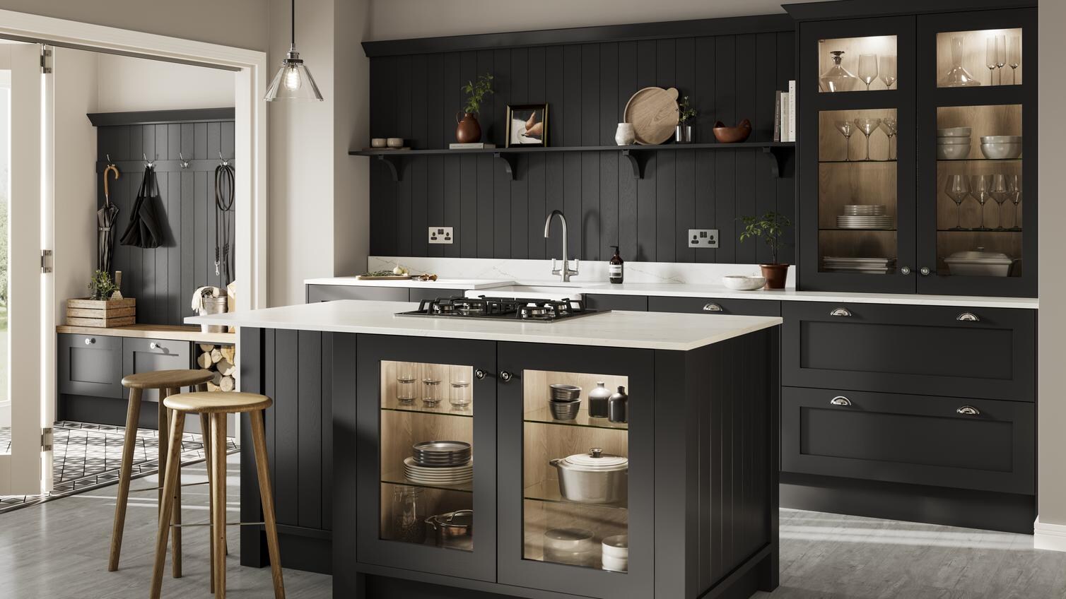 Chilcomb Charcoal Main Kitchen Set Shot 