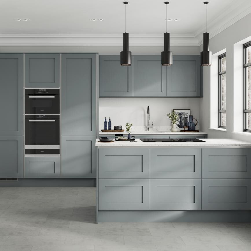 Chilcomb  Dusk Blue Handleless  Main Kitchen Set Shot 
