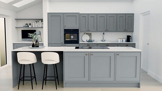 Chilcomb Inframe Dusk Blue Island Kitchen