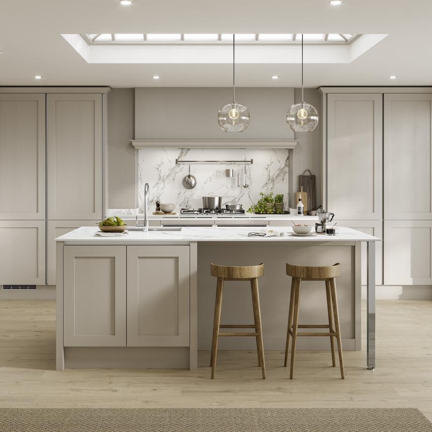 Chilcomb  Pebble Handleless Main Kitchen Set Shot 