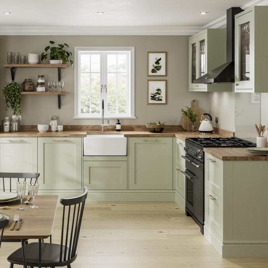 Chilcomb  Sage Green Main Kitchen Set Shot 