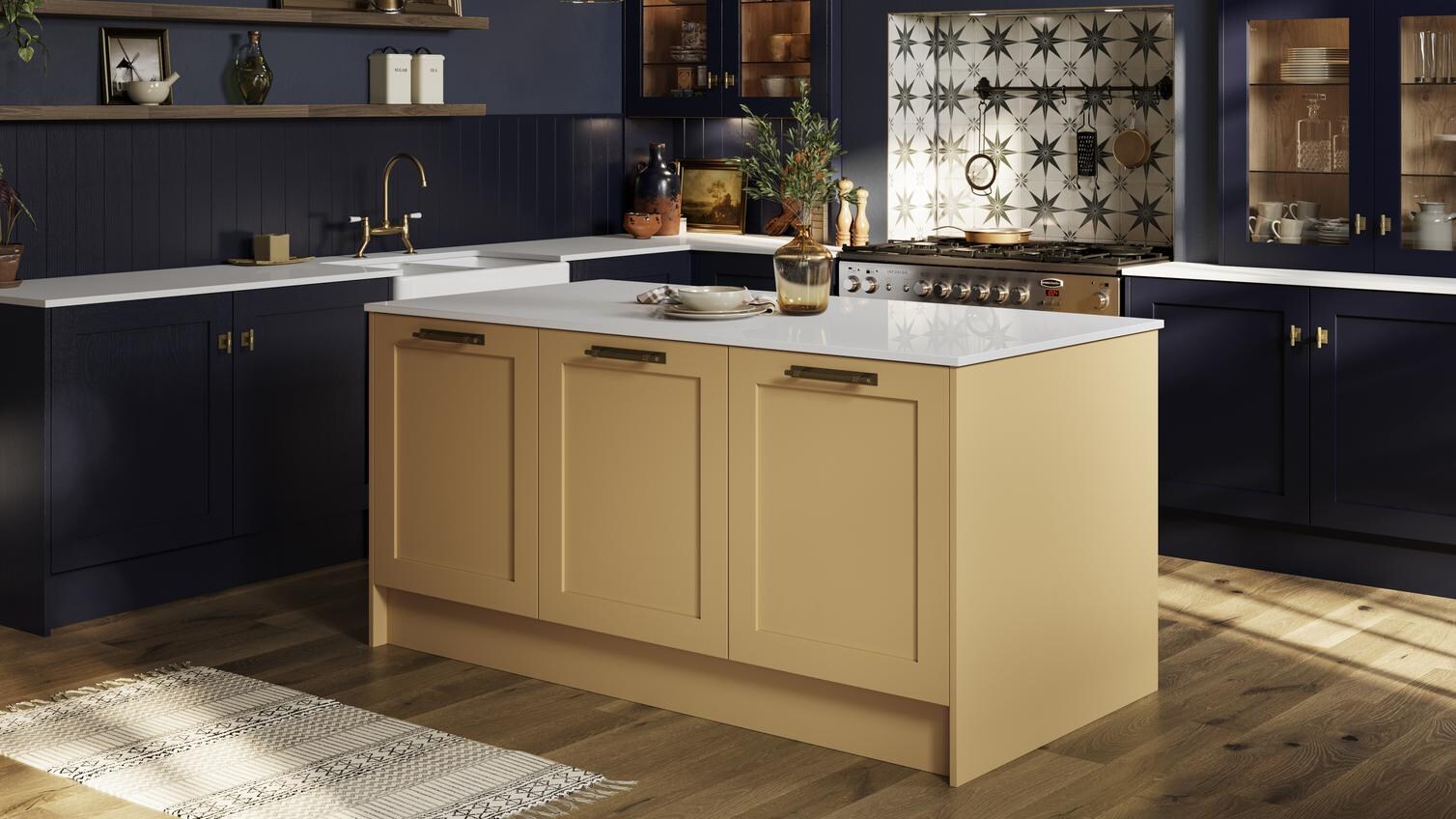 Chilcomb  Saffron and Navy Angle View