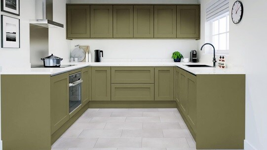 Chilcomb Olive Handleless EKES Set Shot U Shape