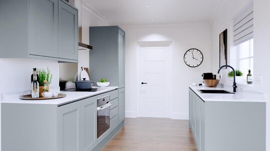 Chilcomb Seafoam Handleless EKES Set Shot Galley 