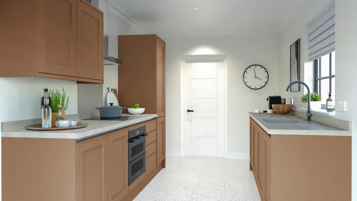 Chilcomb Handleless Terracotta EKES Galley