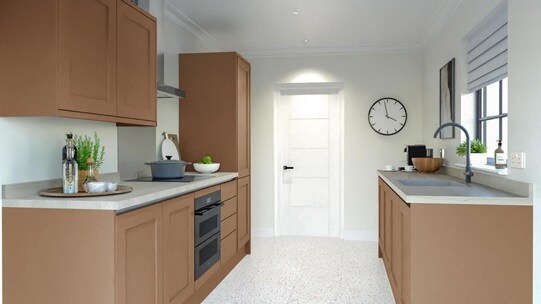 Chilcomb Handleless Terracotta EKES Galley