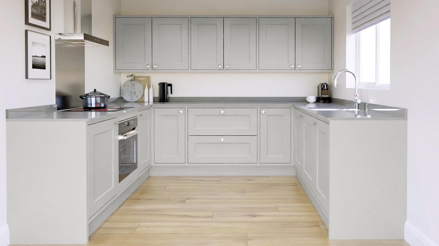 Elmbridge Inframe Dove Grey U Shape Kitchen