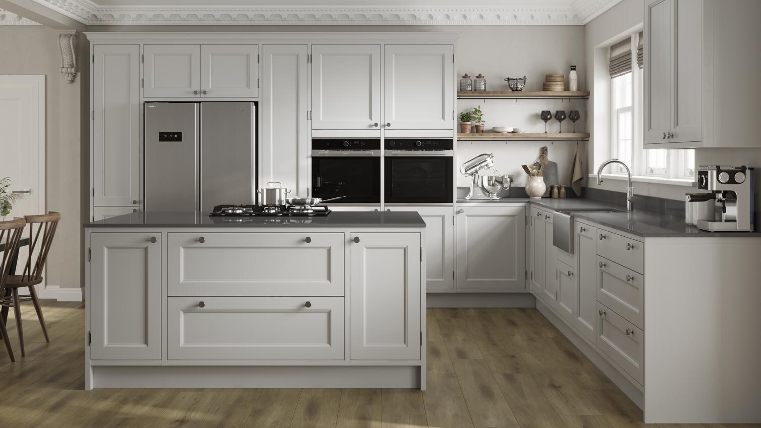 Elmbridge Dove Grey In Frame Main Kitchen Set Shot 