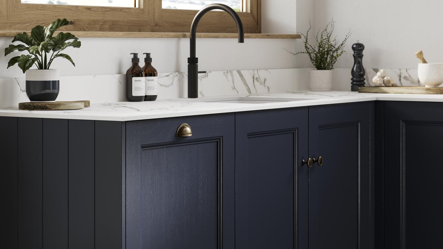Elmbridge navy cabinets
