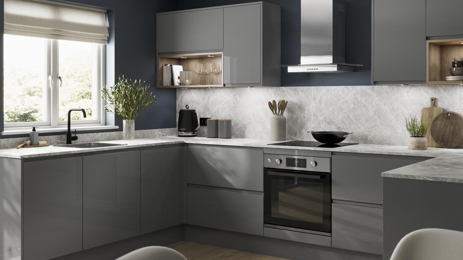 Clerkenwell Gloss Slate Grey Main Set Shot.