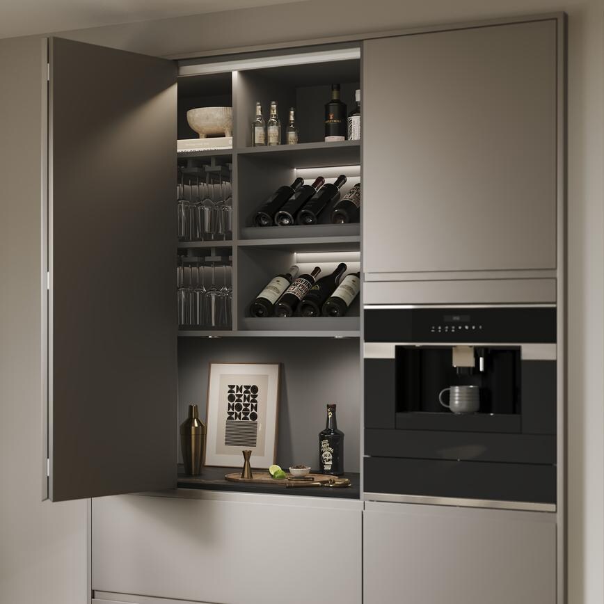 Clerkenwell Matt Metallic Titanium & Super Matt Charcoal Bifold Cabinet Additional