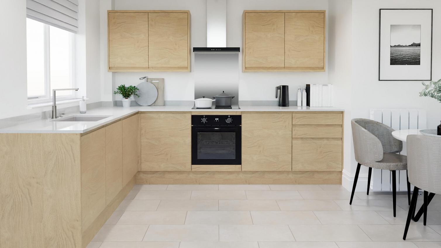 Clerkenwell Standard Natural Oak EKES Set Shot L Shaped CAD