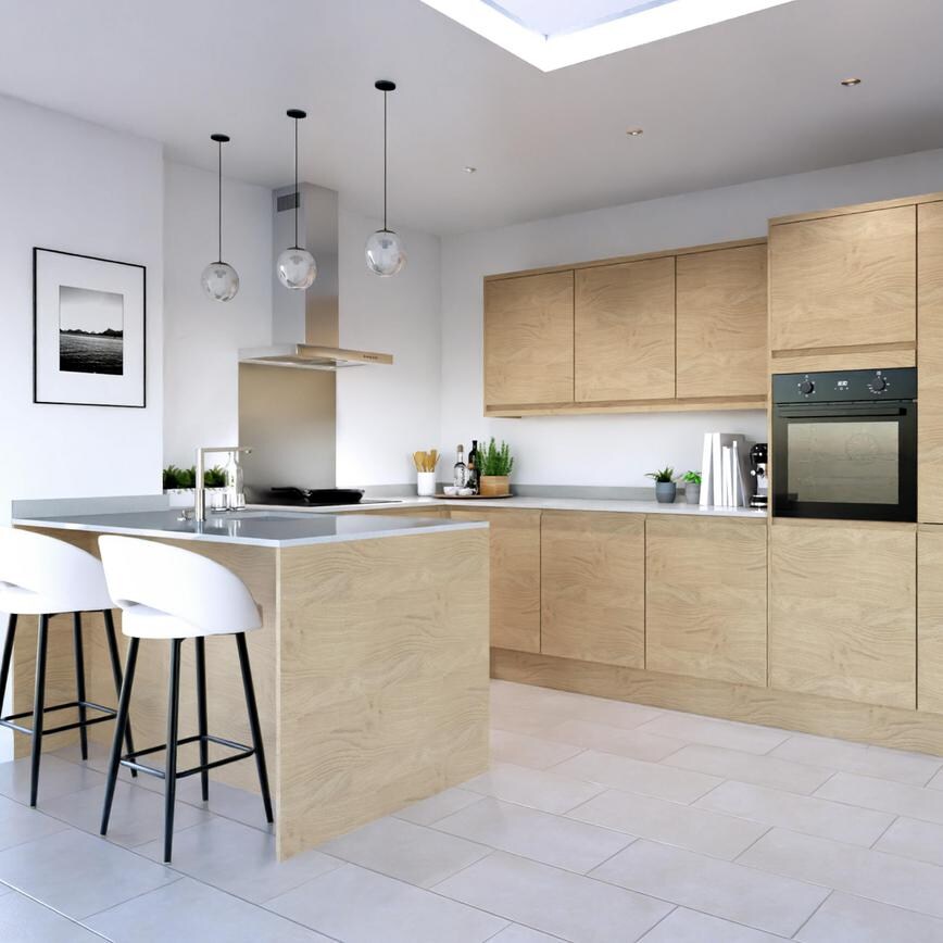 Clerkenwell Standard Natural Oak EKES Set Shot Peninsula CAD