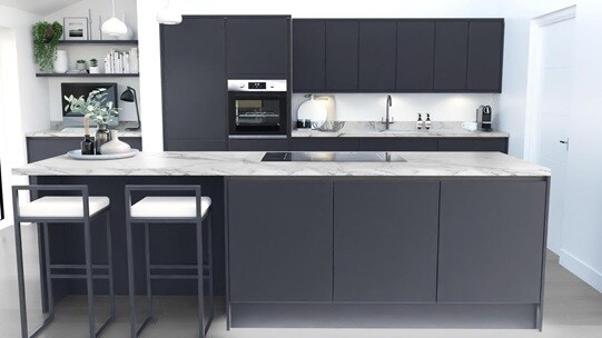 Greenwich Navy Handleless EKES Island Main Set Shot
