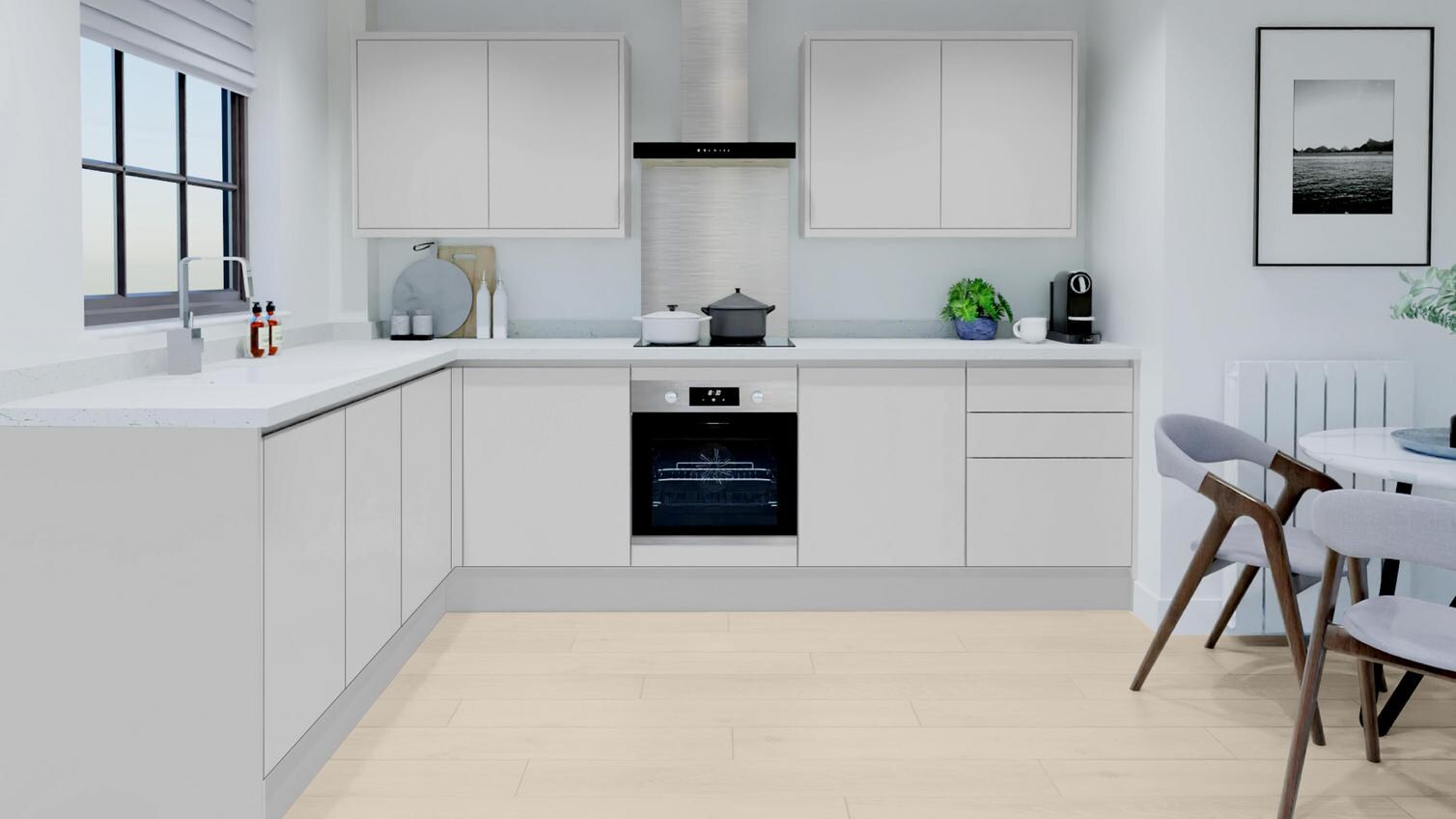 Greenwich Dove Grey Handleless EKES L Shape Main Set Shot