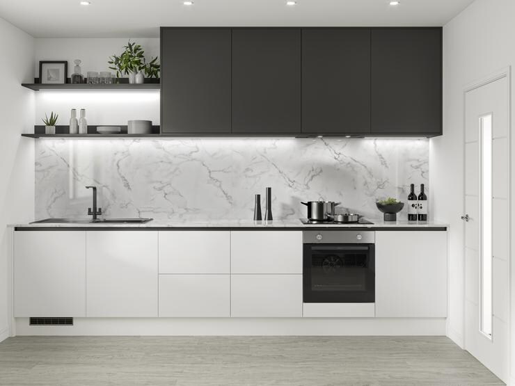 Greenwich Super Matt White and Charcoal Handleless