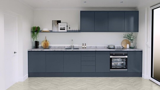 Greenwich Marine Blue Handleless Kitchen Single Wall