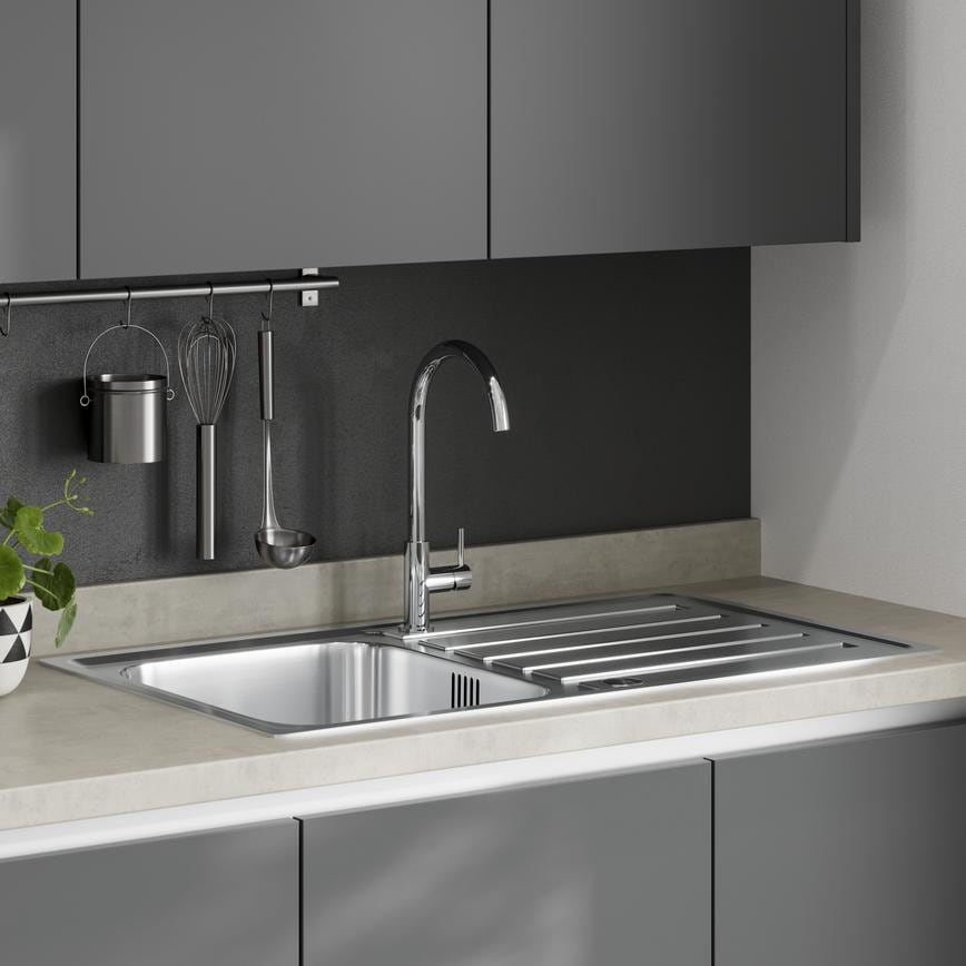 Greenwich Slate Grey Handleless Sink & Tap Cameo