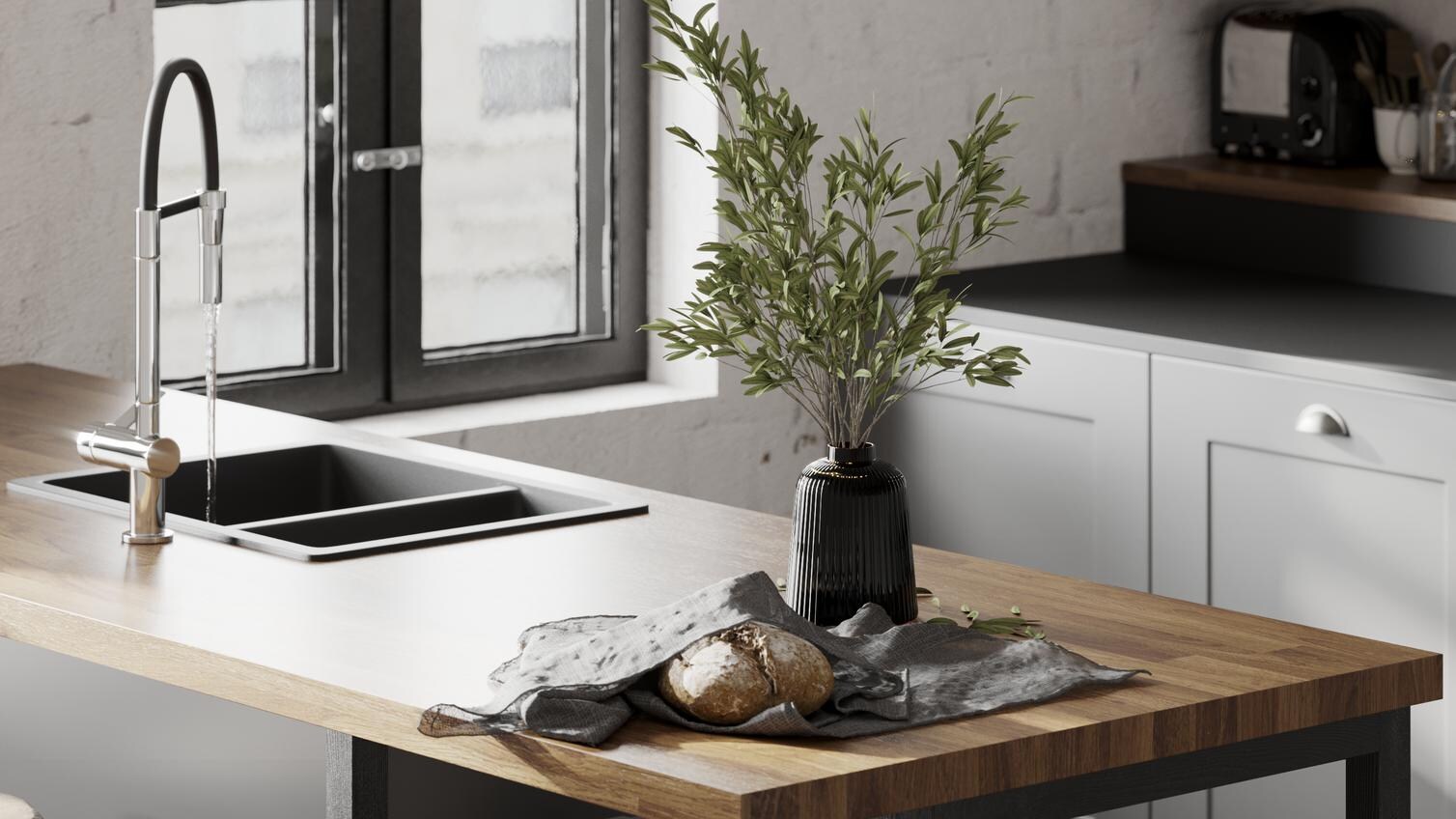 Chelford Slate Grey Breakfast Bar Area
