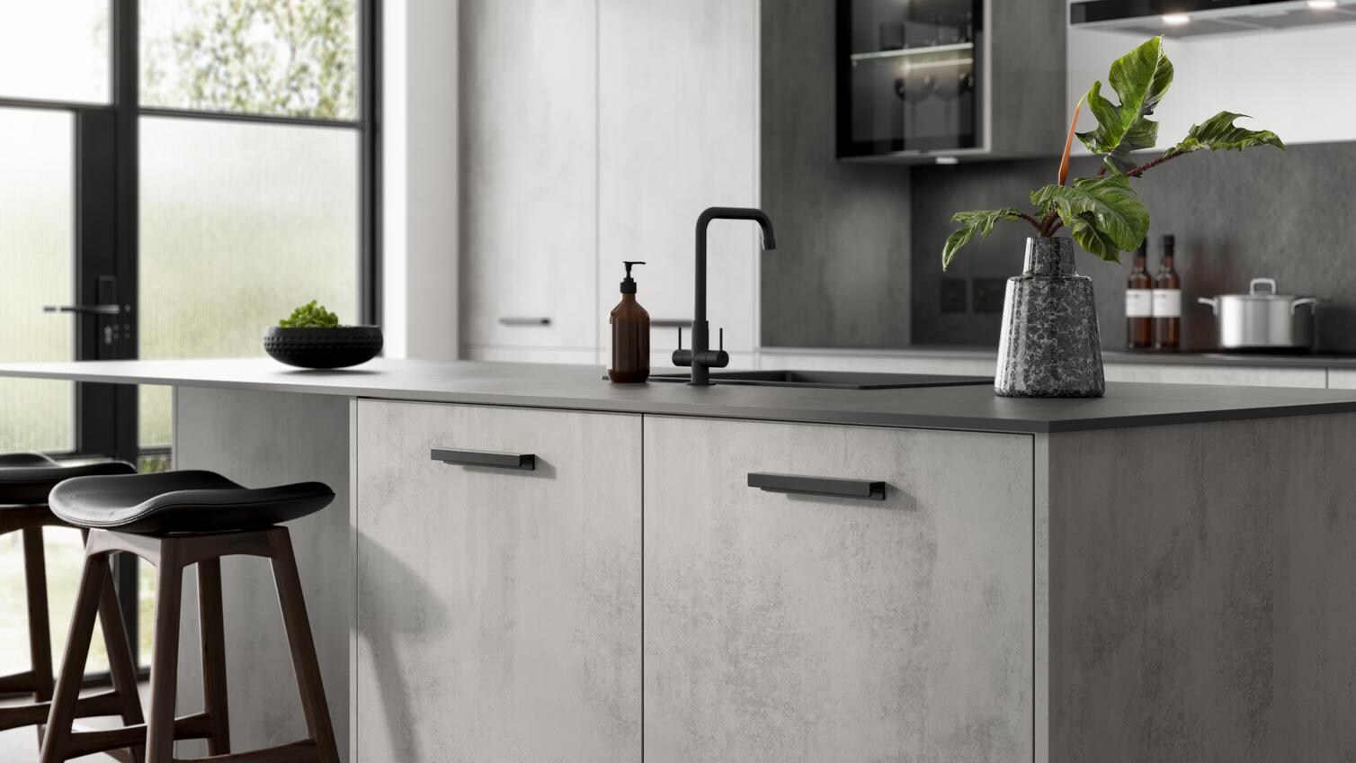 Hockley Concrete Kitchen Island Cameo