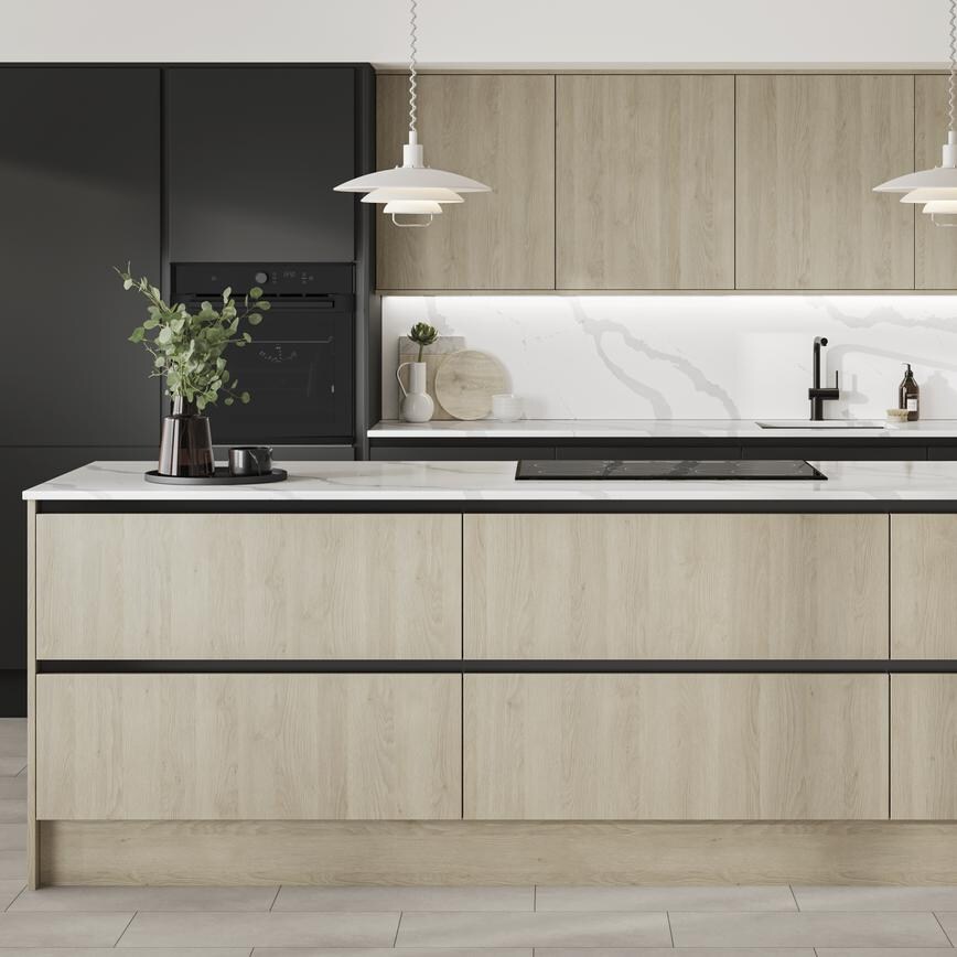 Hockley Oak and Charcoal Kitchen Set