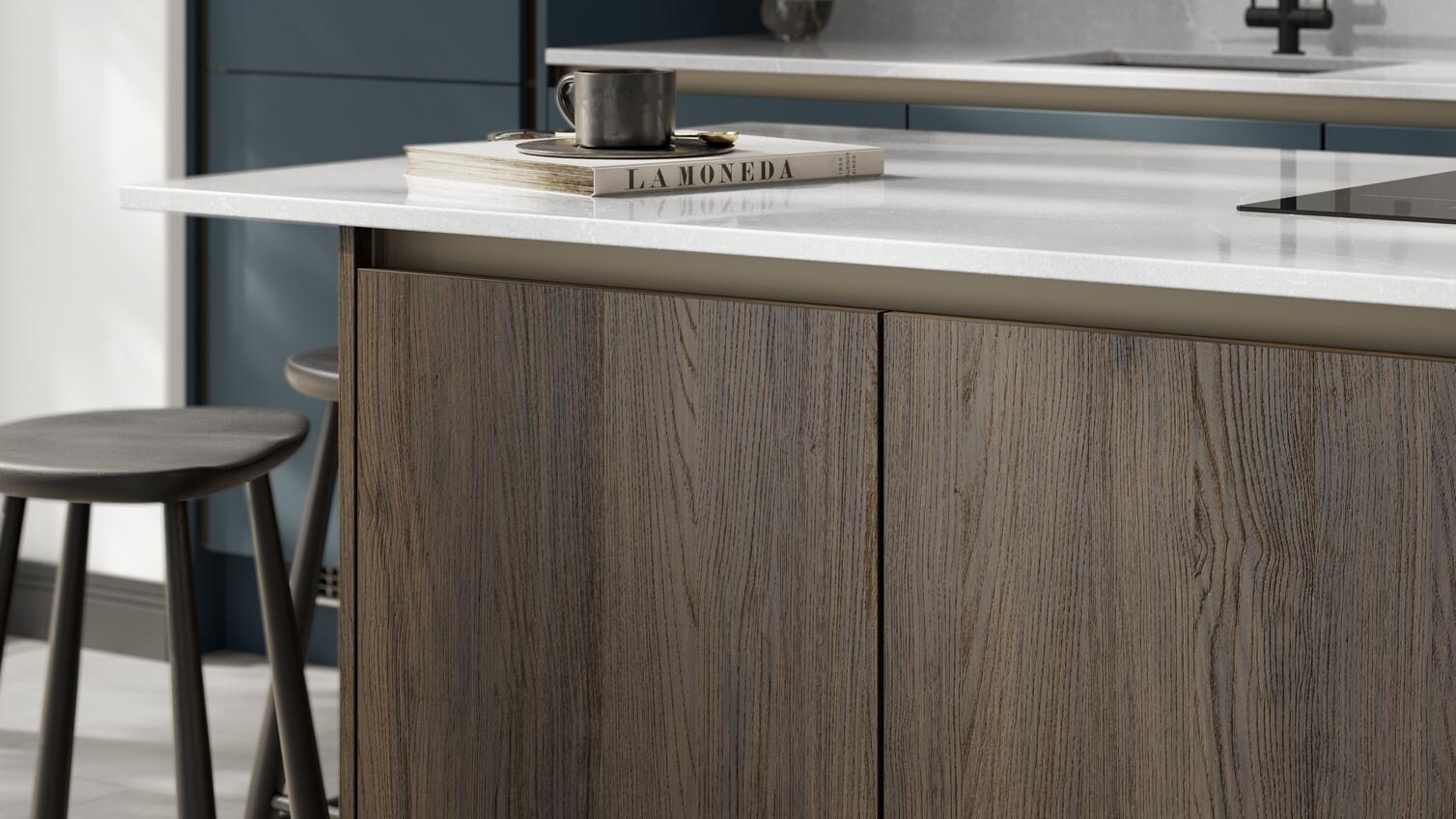 Hockley Textures Walnut and Marine Blue Island Cameo