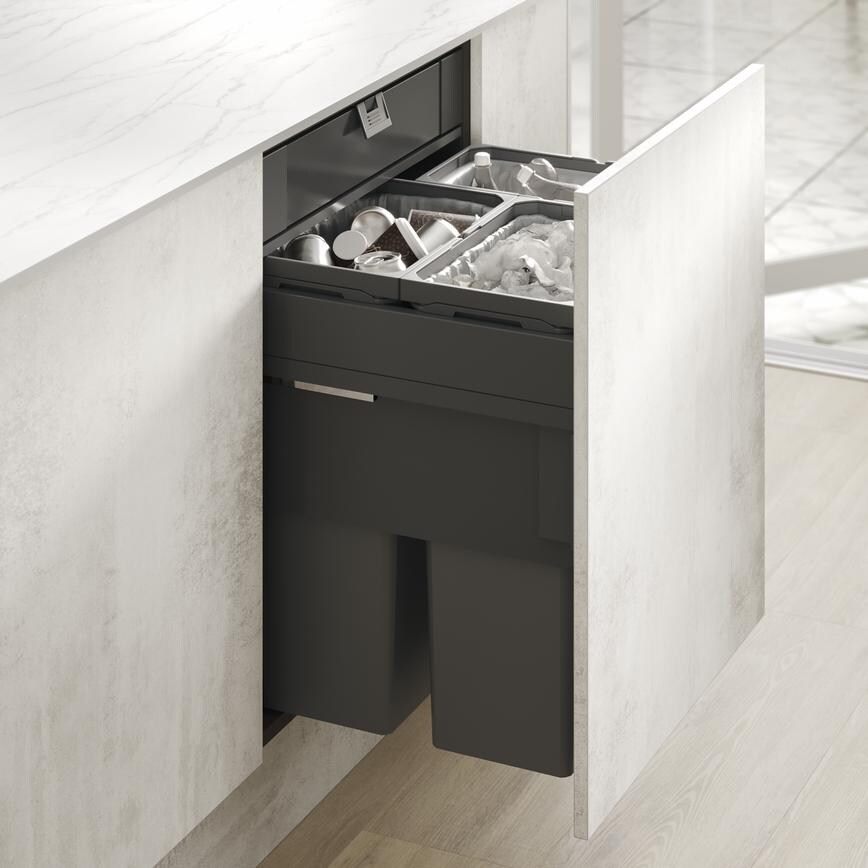 Hockley Textures White Stone & Clerkenwell Super Matt Sand Grey Waste Storage