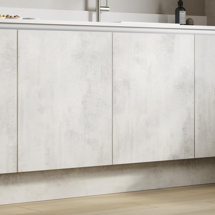Hockley Textures White Stone and Oak Handleless Bank of Frontals 
