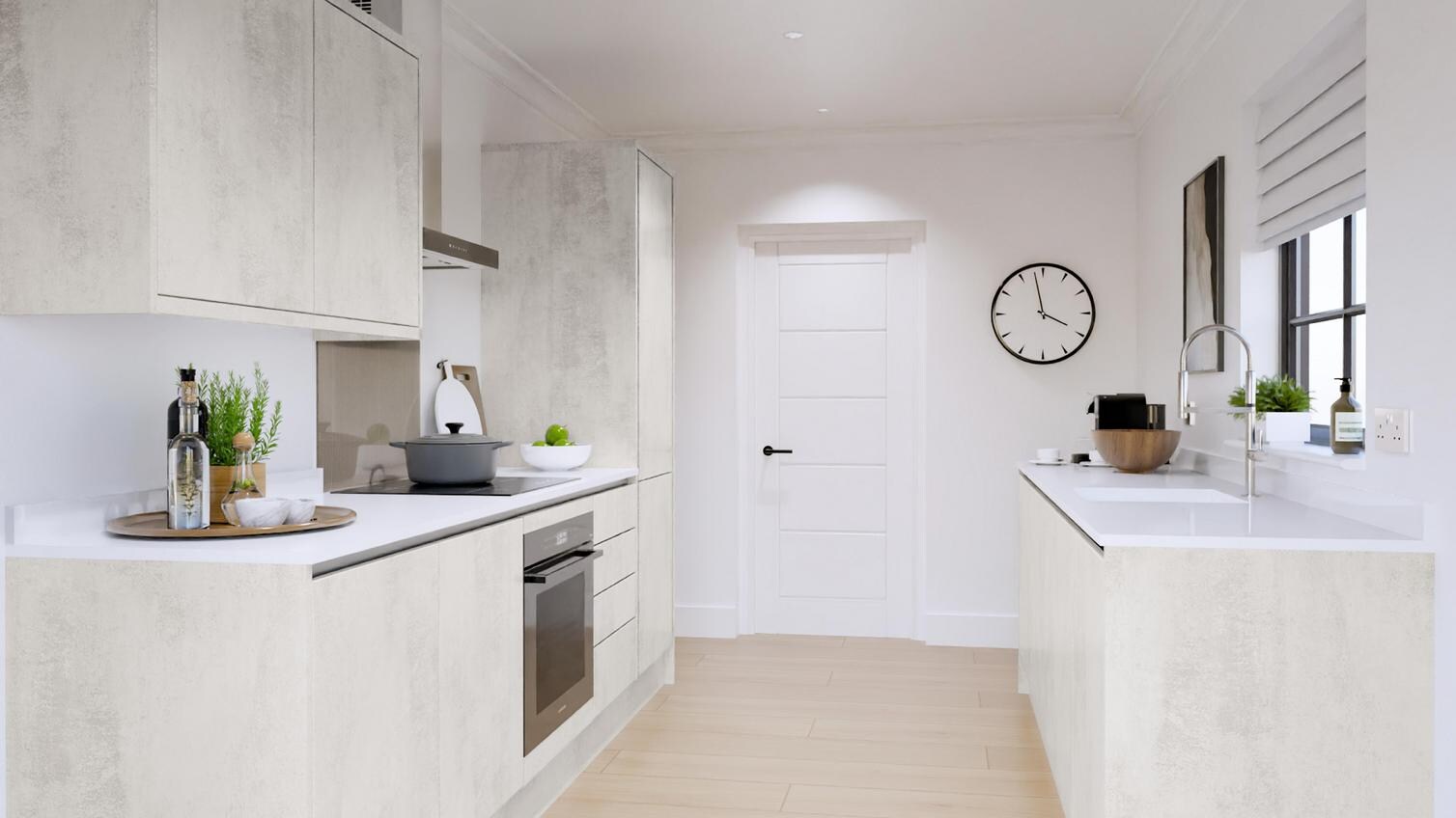 Hockley Textures White Stone Handleless Galley EKES 