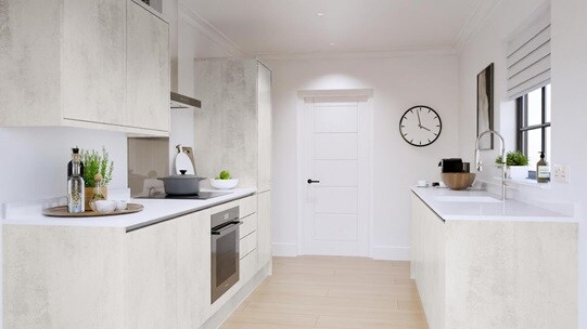 Hockley Textures White Stone Handleless Galley EKES 