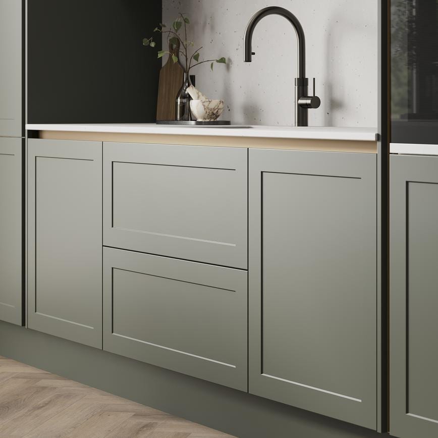 Frome Ash Green Handleless Bank Of Frontals