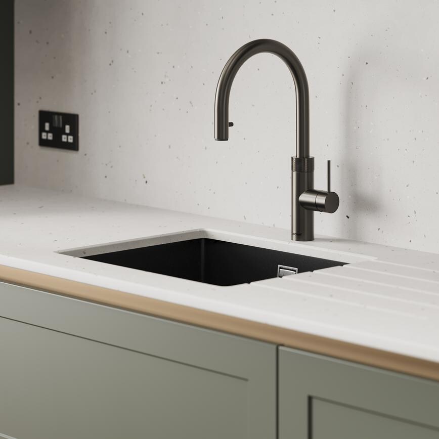 Frome Ash Green Handleless Sink&Tap