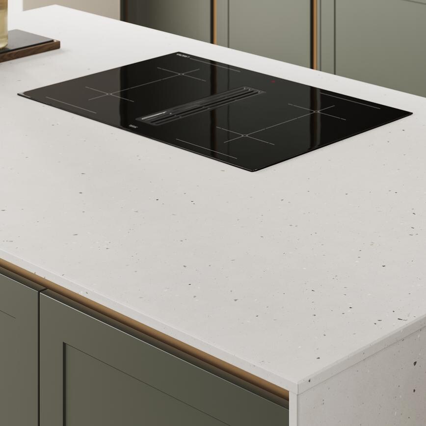 Frome Ash Green Handleless Worktop Silestone Concrete Pulse