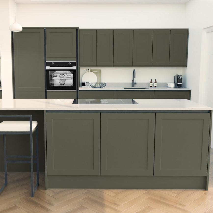 Frome Ash Green Handleless EKES Island