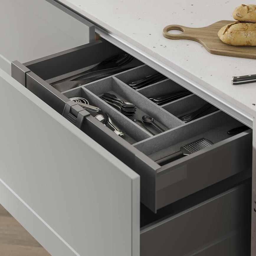 Frome Dove Grey Handleless Drawer Storage