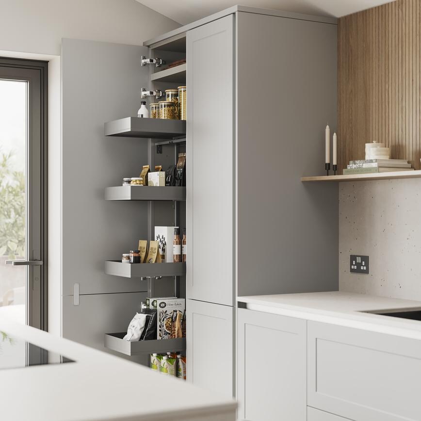 Frome Dove Grey Handleless Tower Storage