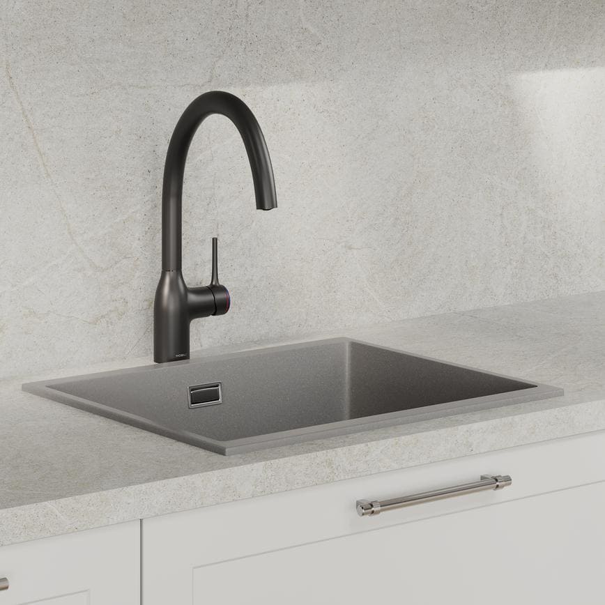 Frome Dove Grey & Hockley Textures Dark Oak Sink & Tap