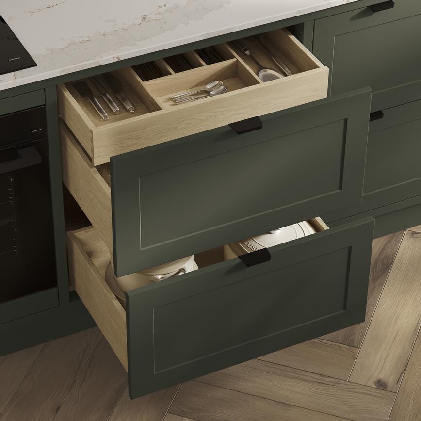 Frome Ash Green Inframe Drawer Storage