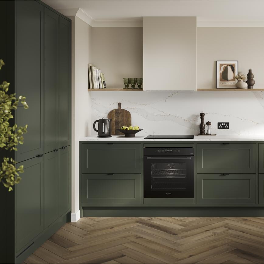 Frome Ash Green Inframe Main Kitchen Set Shot