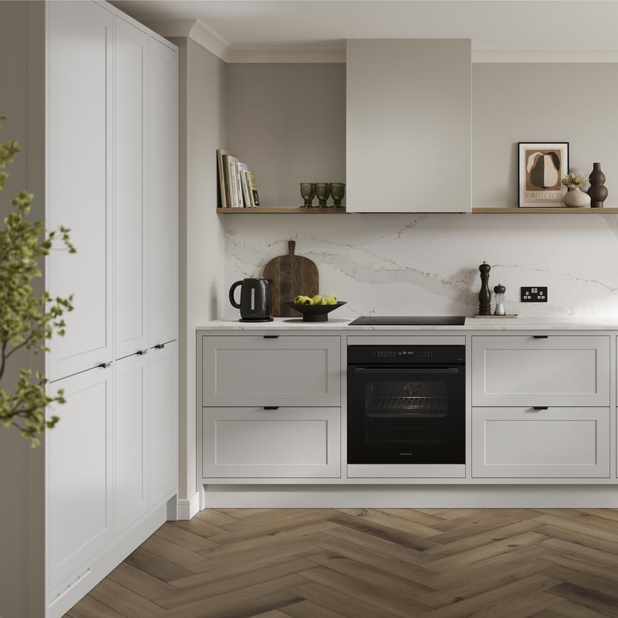 Frome Dove Grey Inframe Main Kitchen Set Shot