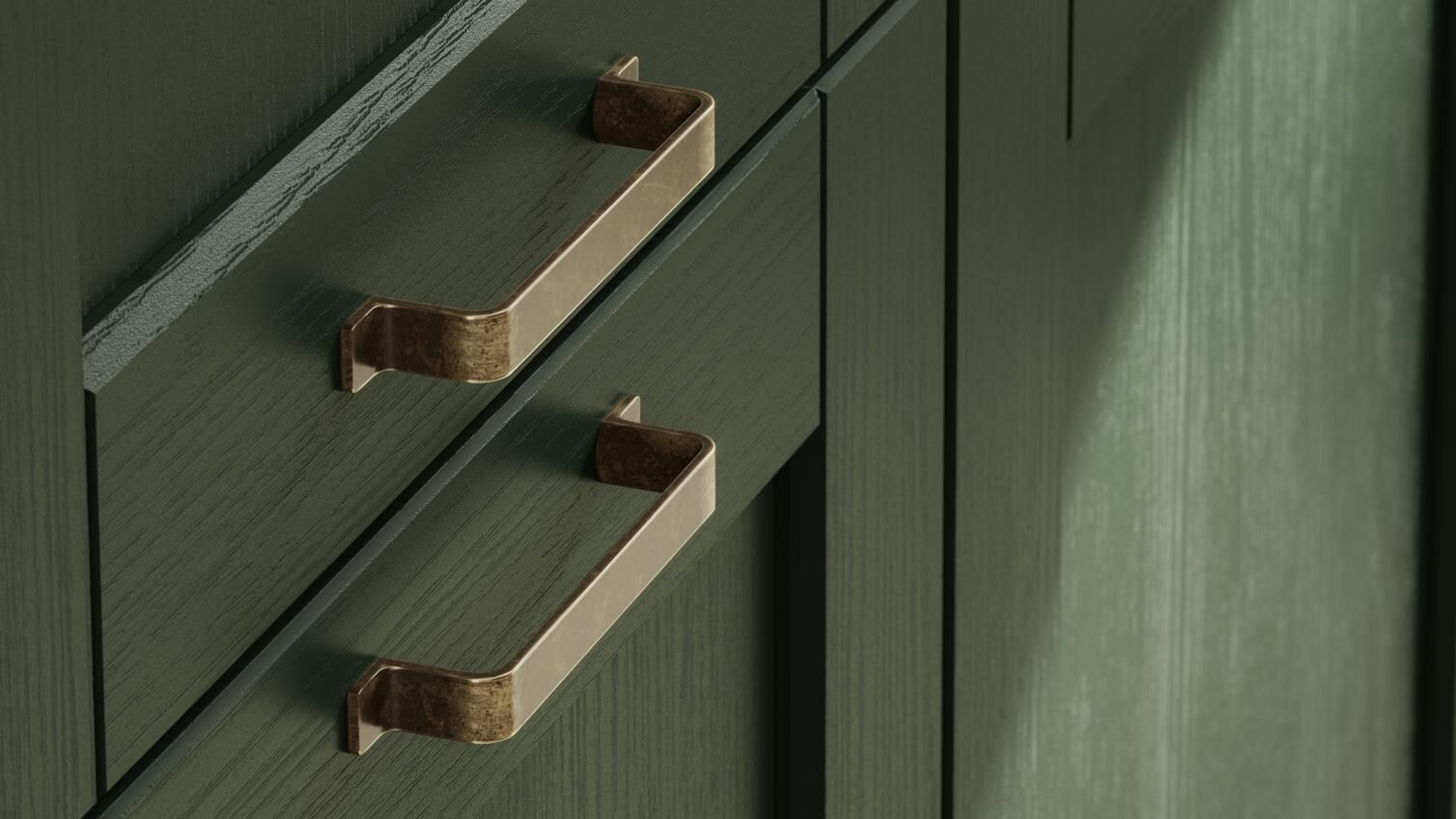 Fairford Dark Green Handles Detail