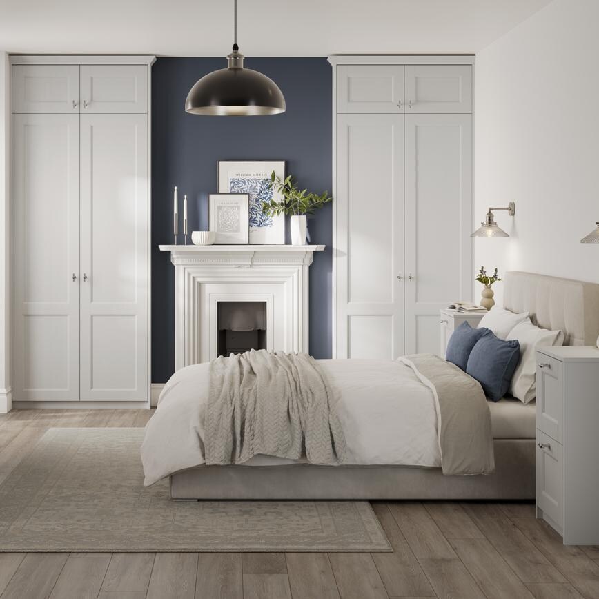 Bridgemere Dove Grey Bedroom Full Set Warderobe, Bedside Table, Chest of Drawers