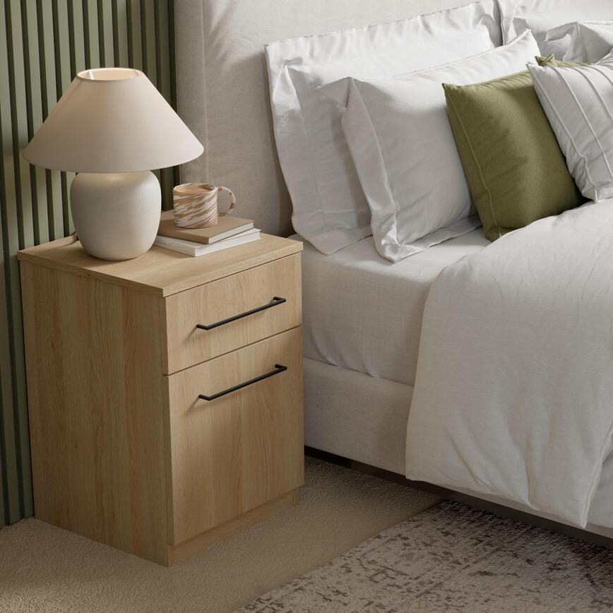 Hockley Textures Oak Bedroom Drawer Bedside Table