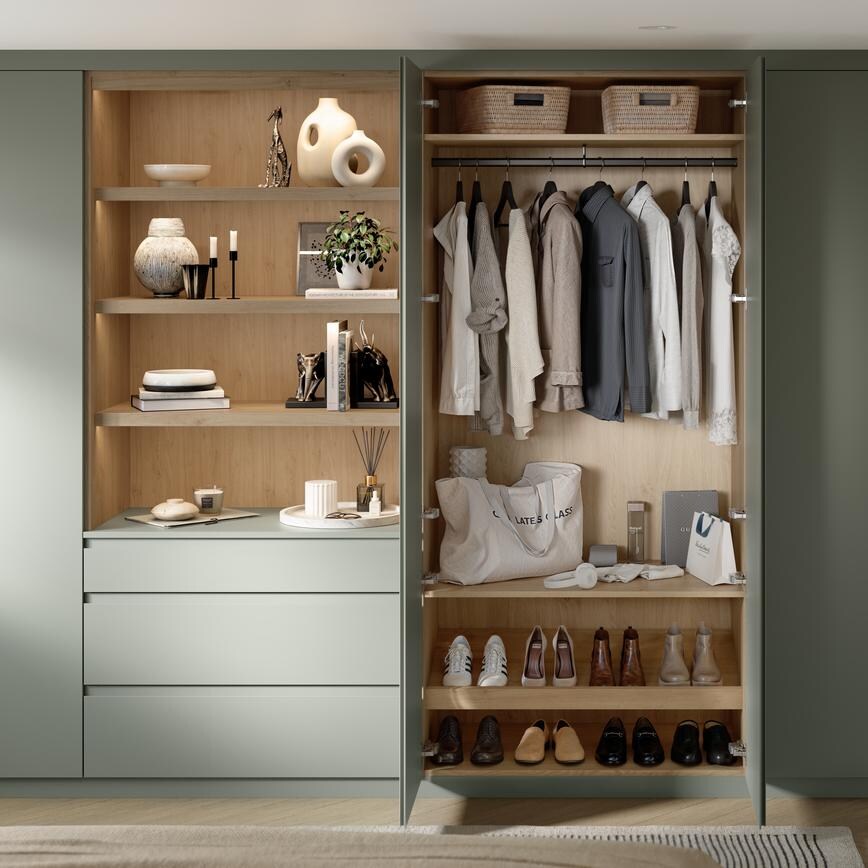 Clerkenwell Super Matt Reed Green Open Wardrobe 